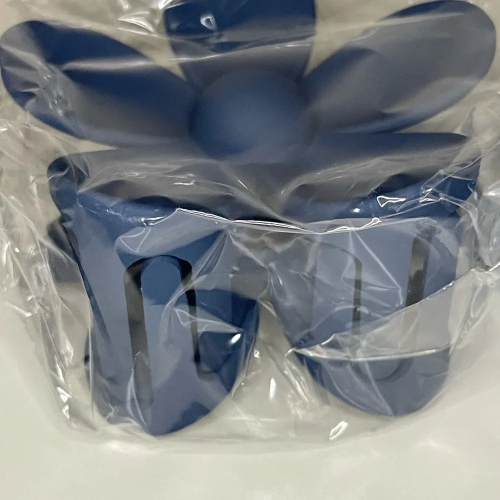 Large Flower Hair Accessories Claw Hair Clips Set of 2 Navy Blue & Baby Blue